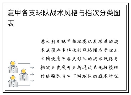 意甲各支球队战术风格与档次分类图表